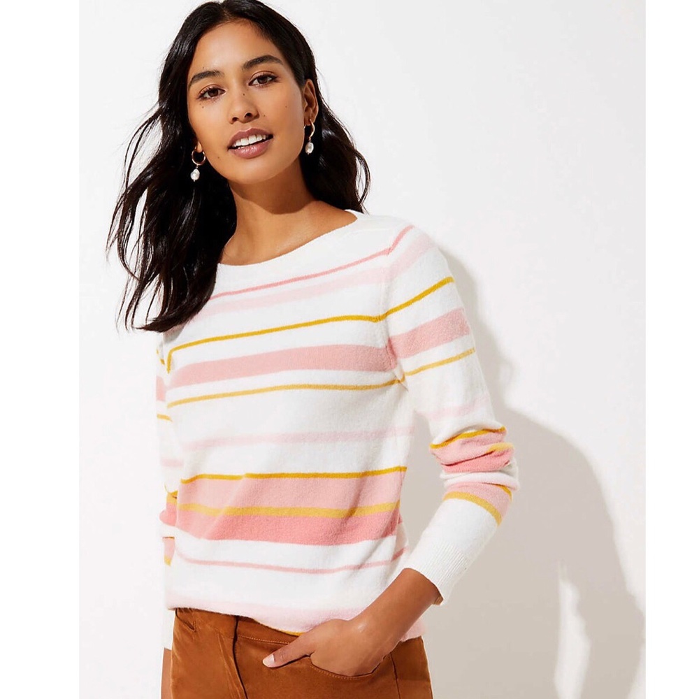 LOFT Striped Boatneck Sweater